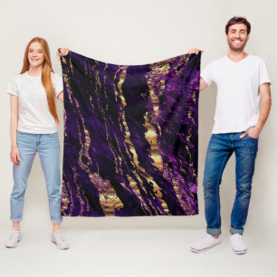 Deep Paars Marble Design Fleece Deken