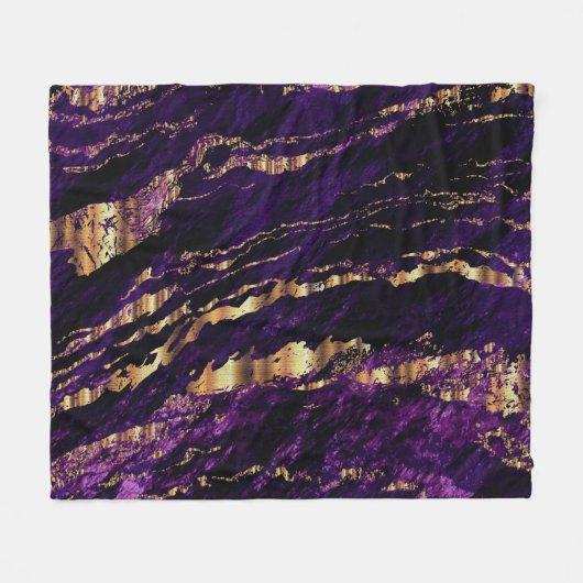 Deep Paars Marble Design Fleece Deken (Voorkant (Horizontaal))
