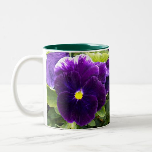 Deep Paars Pansy Tweekleurige Koffiemok (Links)
