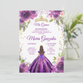 Deep Paars Roos Charra Mis Quince Kaart (Staand voorkant)