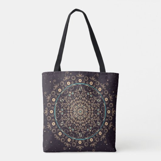 Deep Paars Sky Mandala Bag Tote Bag (Achterkant)