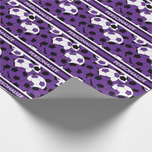 Deep Paars Voetbal Collage Cadeaupapier (Hoek)