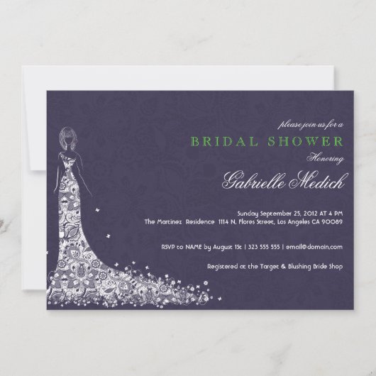 Deep Paars & White Weddenschap Dress & kant Kaart (Voorkant)