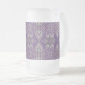 Deep Paarse Art Nouveau Deco Kaleidoscopische Frac Matglas Bierpul (Voorkant rechts)