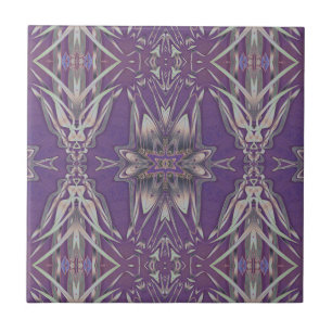 Deep Paarse Art Nouveau Deco Kaleidoscopische Frac Tegeltje