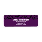 Deep Paarse Bat Halloween thema Spooky Etiket (Voorkant)