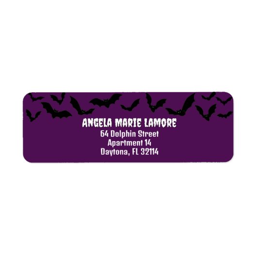Deep Paarse Bat Halloween thema Spooky Etiket (Voorkant)