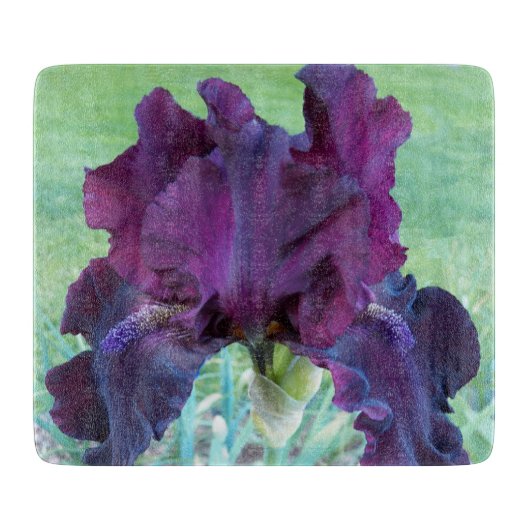 Deep Paarse Bearded Iris Floral Snijplank (Voorkant)