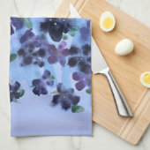 Deep Paarse Blue Flowers Theedoek (Quarter Fold)