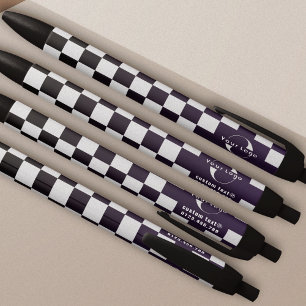 Deep paarse Business logo Company merk Checkers Zwarte Inkt Pen