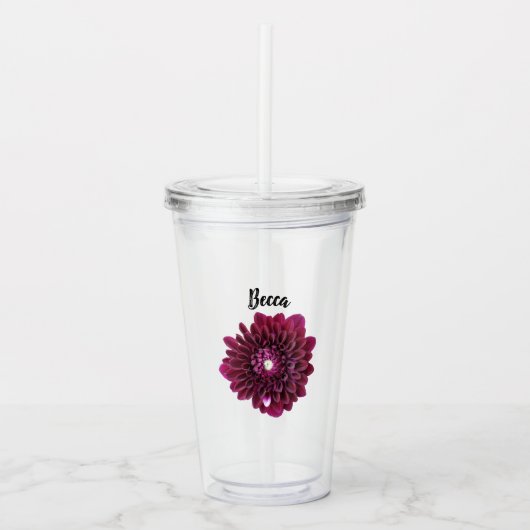 Deep Paarse Dahlia Flower gepersonaliseerd Acryl Drinkbeker (Voorkant)