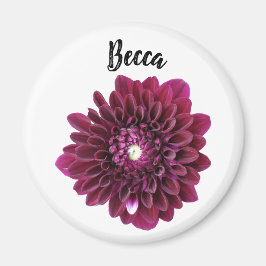 Deep Paarse Dahlia Flower gepersonaliseerd Magneet