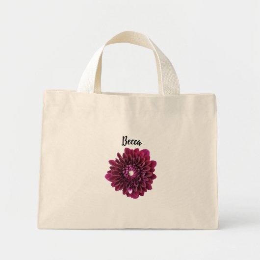 Deep Paarse Dahlia Flower gepersonaliseerd Mini Tote Bag (Voorkant)