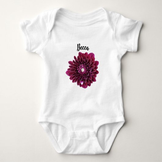 Deep Paarse Dahlia Flower gepersonaliseerd Romper (Voorkant)