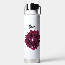 Deep Paarse Dahlia Flower gepersonaliseerd Waterfles