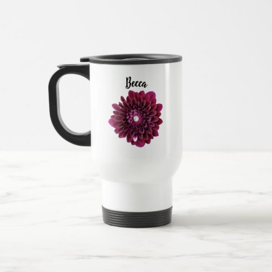Deep Paarse Dahlia Flower Gepersonaliseerde Reismo Reisbeker (Links)