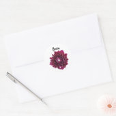 Deep Paarse Dahlia Flower Gepersonaliseerde Sticke Ronde Sticker (Envelop)