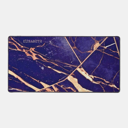 Deep Paarse en Roos Gouden Marmer Voeg Naam Monogr Bureaumat (Voorkant)