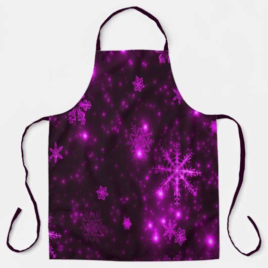 Deep Paarse felle sneeuwvlokken Feestdagen Large Schort (Voorkant)