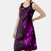 Deep Paarse felle sneeuwvlokken Feestdagen Large Schort (Insitu)