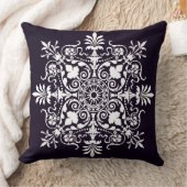 Deep Paarse Floral Damask Kussen (Deken)