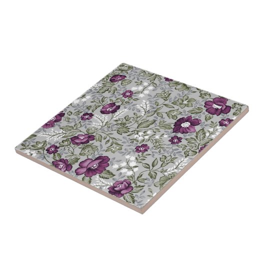 Deep Paarse Floral Tegeltje (Zijkant)