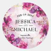 Deep paarse Fuchsia Betovering: Waterverf Ronde Sticker (Voorkant)