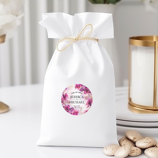 Deep paarse Fuchsia Betovering: Waterverf Ronde Sticker