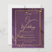 DEEP PAARSE GOLD LEAVES Wedding Invite (Voorkant)