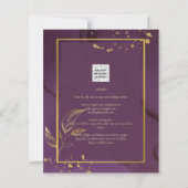 DEEP PAARSE GOLD LEAVES Wedding Invite (Achterkant)