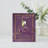 DEEP PAARSE GOLD LEAVES Wedding Invite (Staand voorkant)