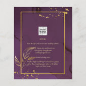 DEEP PAARSE GOLD LEAVES Wedding Invite Flyer (Achterkant)