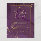 DEEP PAARSE GOLD LEAVES Wedding Invite Flyer (Voorkant)