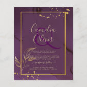 DEEP PAARSE GOLD LEAVES Wedding Invite Flyer (Voorkant)