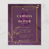 DEEP PAARSE GOLD LEAVES Wedding Invite Flyer (Voorkant)