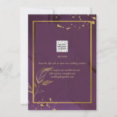DEEP PAARSE GOLD LEAVES Wedding Invite Kaart (Achterkant)