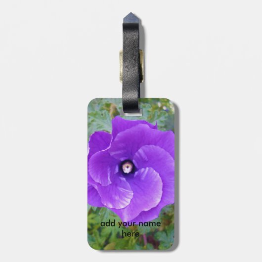 Deep Paarse Hibiscus Flower, Bagagelabel (Achterkant verticaal)