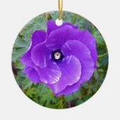 Deep Paarse Hibiscus Flower, Keramisch Ornament (Voorkant)