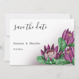 Deep Paarse King Protea Waterverf Art Save The Date