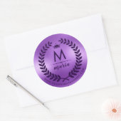 Deep-Paarse Laurel Wreath on Shiny Paars Ronde Sticker (Envelop)