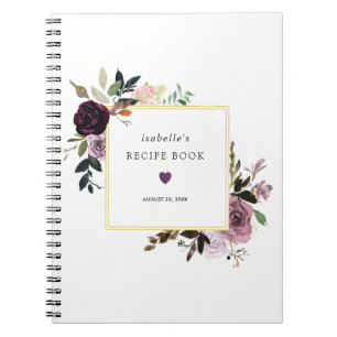 Deep Paarse Mauve Roze Bloemen Receptenboek Notitieboek