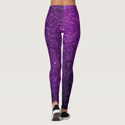 Deep Paarse Mousserende Glitter Glam Leggings (Achterkant)