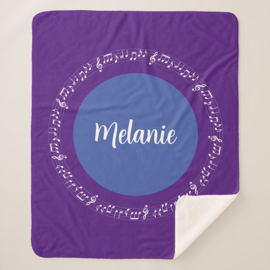 Deep Paarse Musical Sherpa Blanket Aangepaste naam Deken (Voorkant)