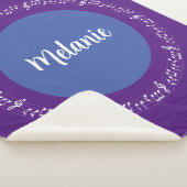 Deep Paarse Musical Sherpa Blanket Aangepaste naam Deken (3/4)