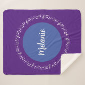 Deep Paarse Musical Sherpa Blanket Aangepaste naam Deken (Voorkant (horizontaal))