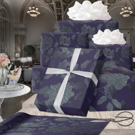 Deep Paarse Ombre Modern Floral Cadeaupapier