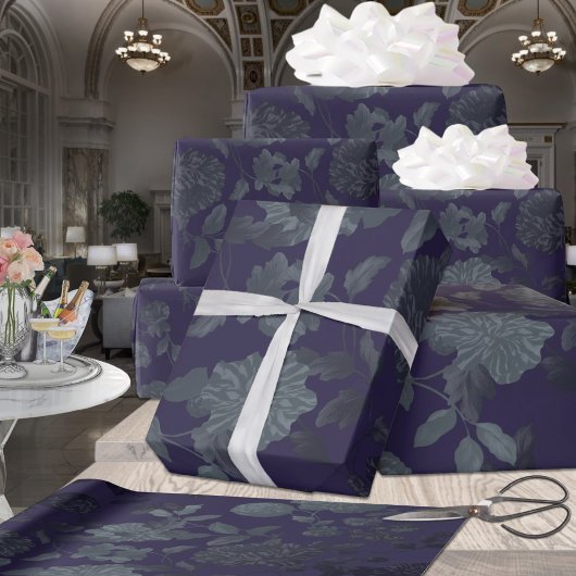 Deep Paarse Ombre Modern Floral Cadeaupapier