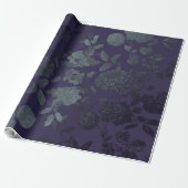 Deep Paarse Ombre Modern Floral Cadeaupapier (Uitgerold)