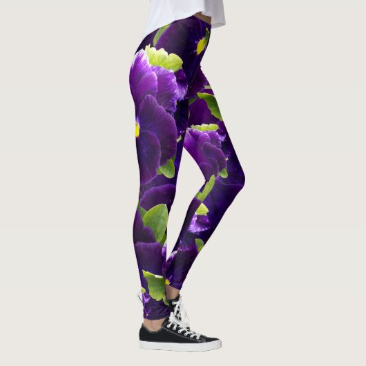 Deep Paarse Pansy Clusters: majestueuze schoonheid Leggings (Rechts)