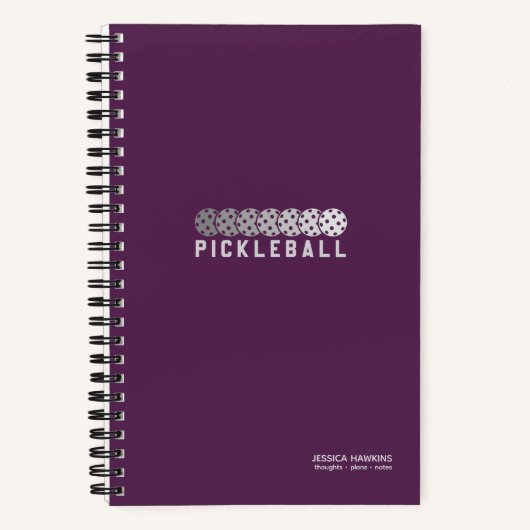 Deep Paarse Pickleball Logo Gradient Persoonlijk Notitieboek (Voorkant)